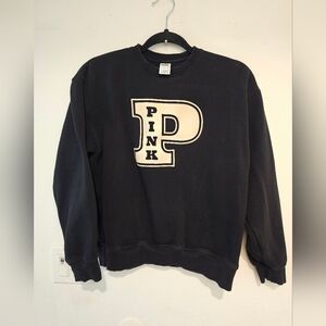 PINK Victoria's Secret Womans  Black Ivy Clasic  Crewneck Sweater